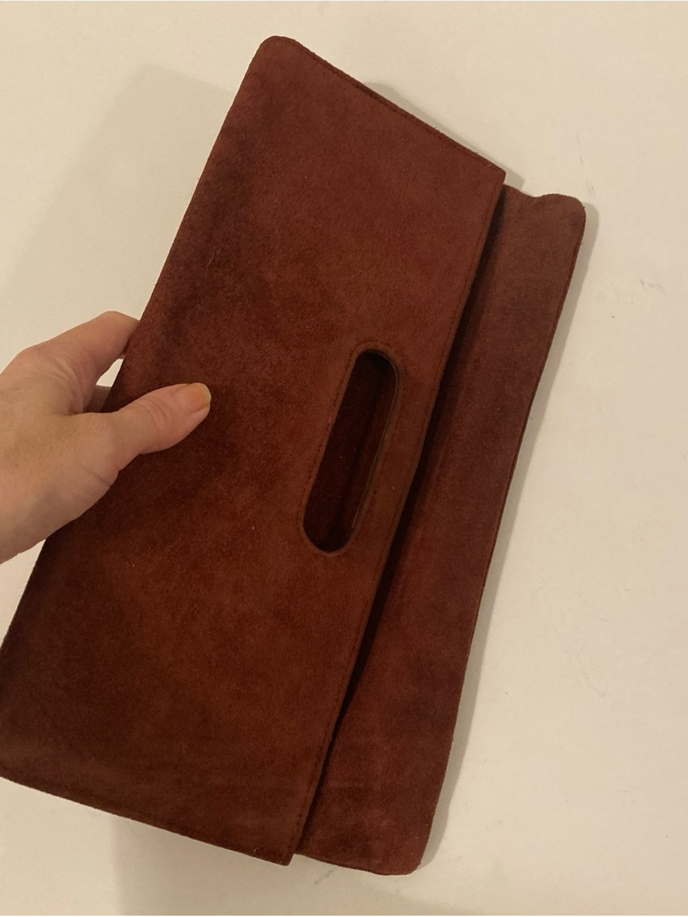 Vintage 70’s Burgundy Suede Fold-over Clutch